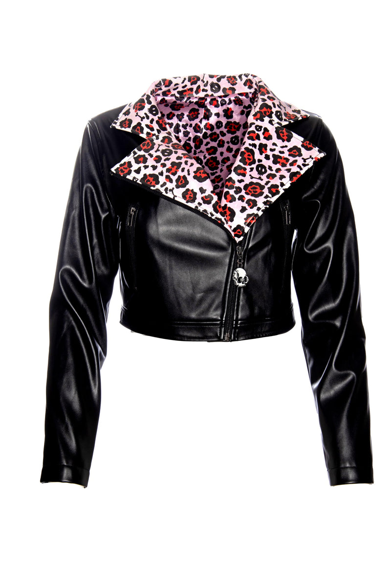 Leopard Collar Moto Jacket