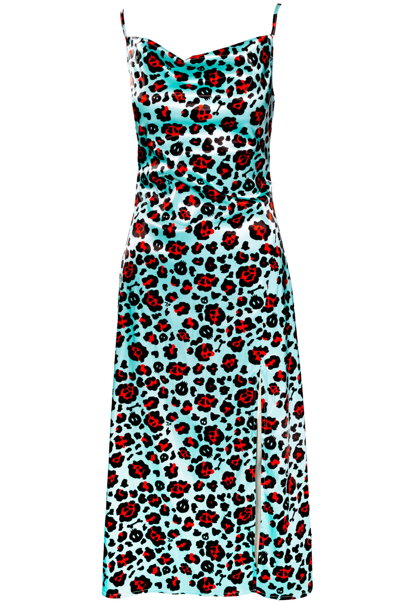Leopard Cowl Neck Maxi Dress