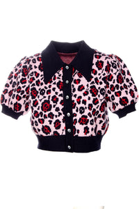 Wild Thing Cropped Cardi Pink Leopard