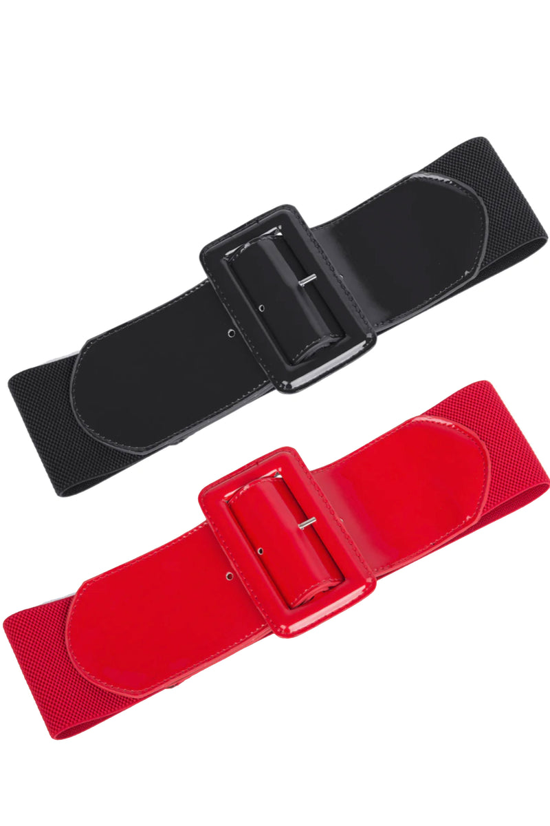 Wide Patent Leather Stretch Belt