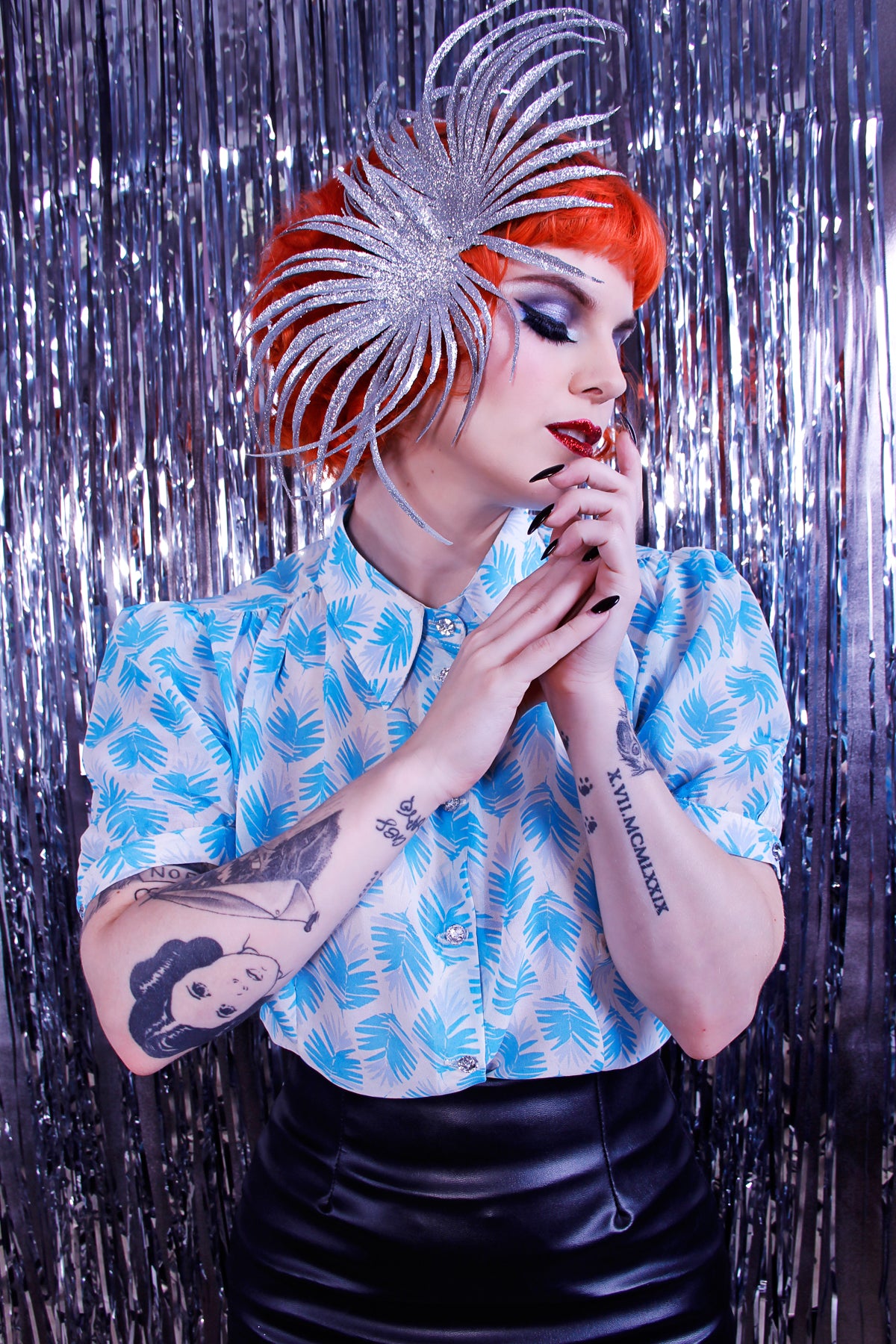 Blue Palm Leaves blouse – Jessica Louise