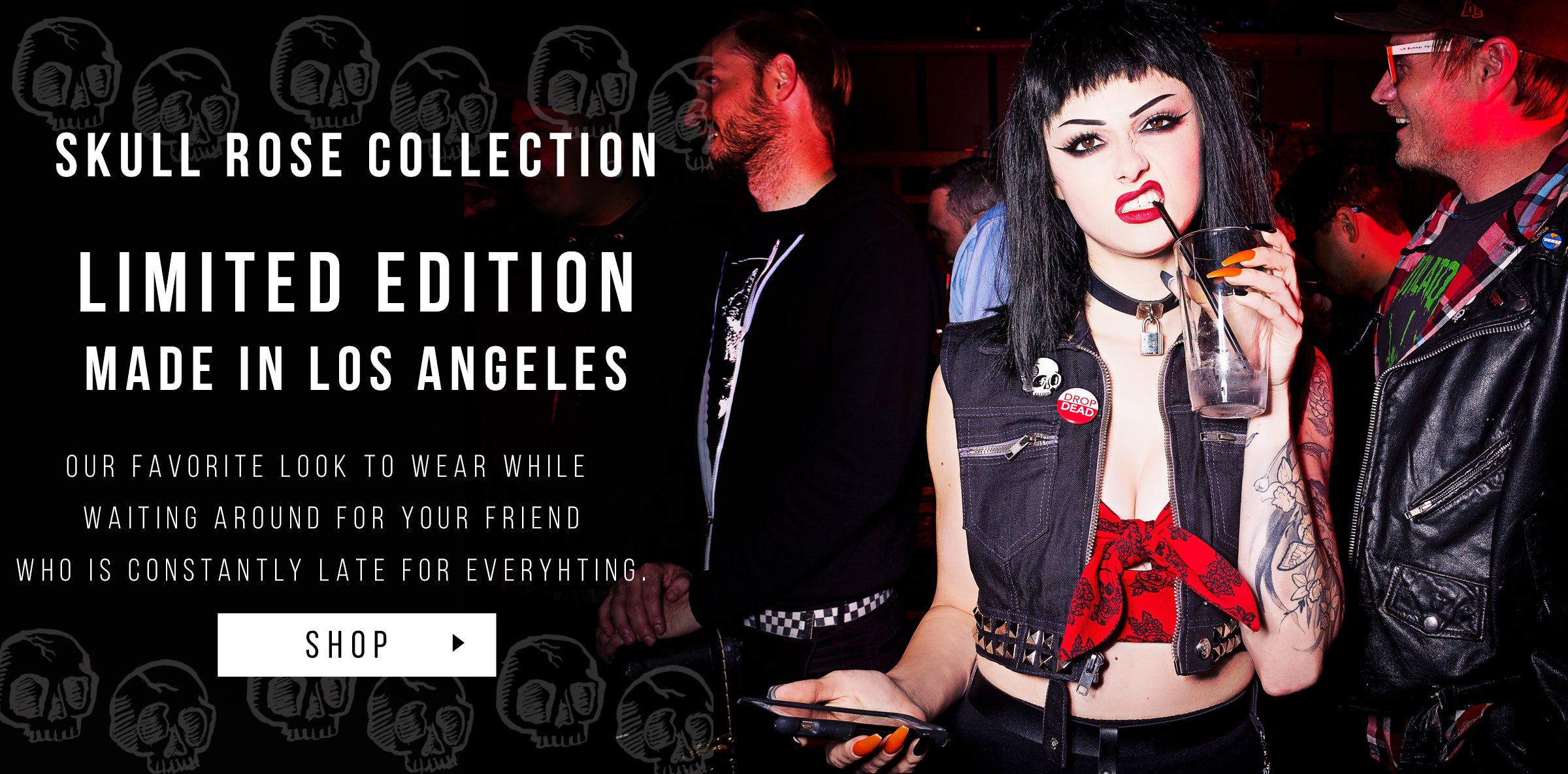 Skull rose print top by Los Angeles fashion designer Jessica Louise