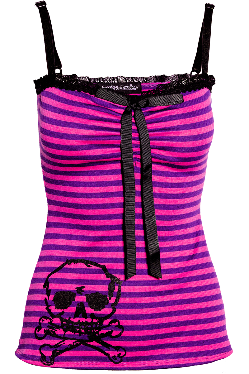 Avril Striped Skull Tank- skull tanks for women-Jessica Louise Avril Striped Skull Tank- skull tanks for women-Jessica Louise