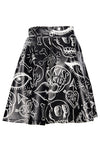 Get ready to rock out in style with our Moto Skater Skirt! Featuring bold Graffiti artwork by Jessica Louise, this high-waisted skirt is a statement piece that exudes attitude and flair.
