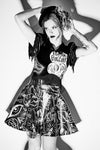Moto Graffiti Mini Swing Skirt