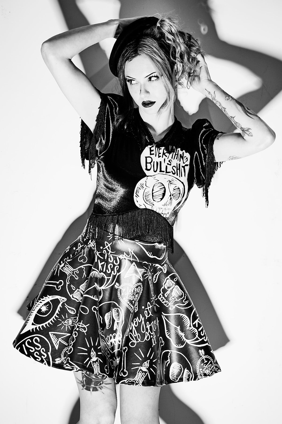 Moto Graffiti Mini Swing Skirt