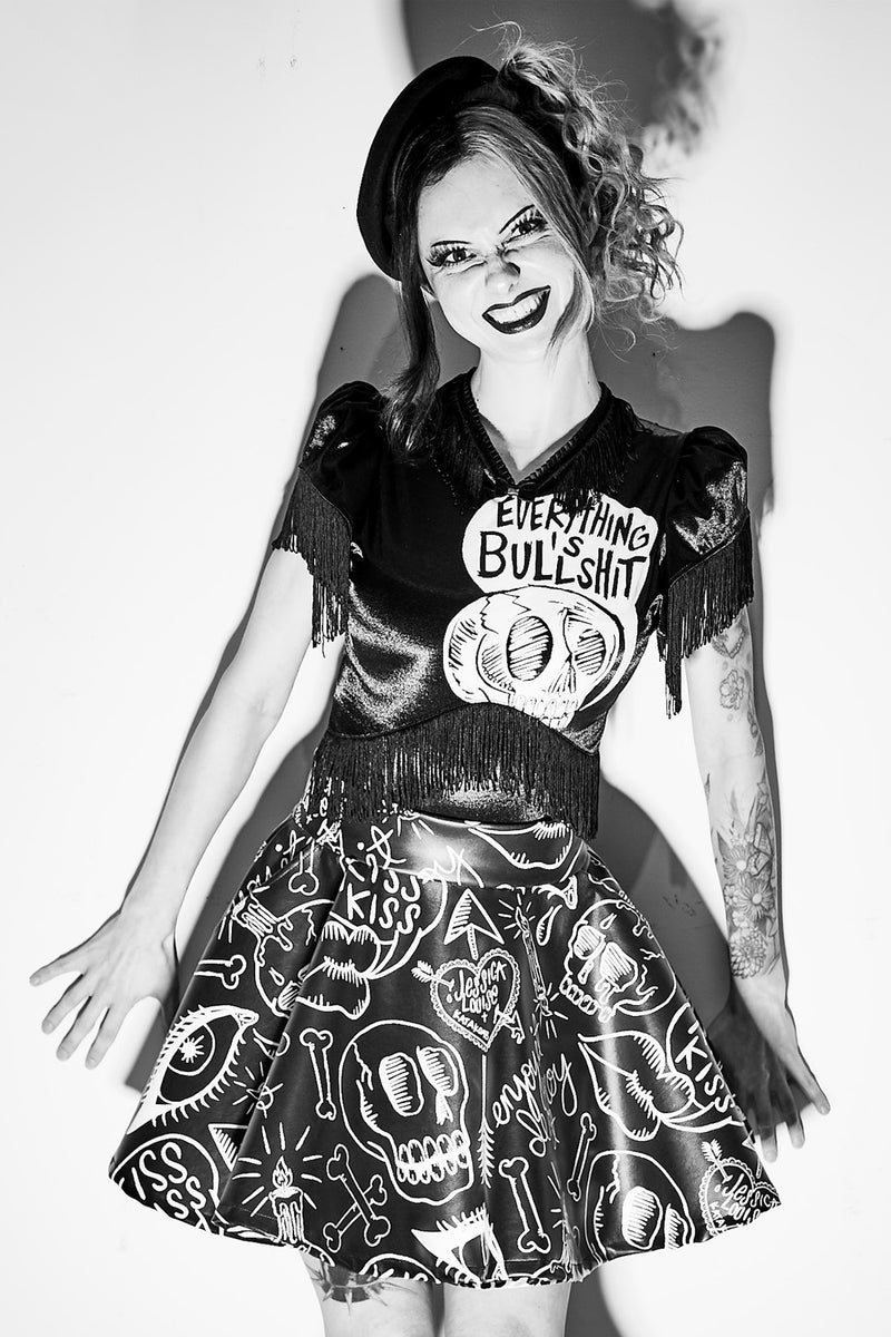 Moto Graffiti Mini Swing Skirt