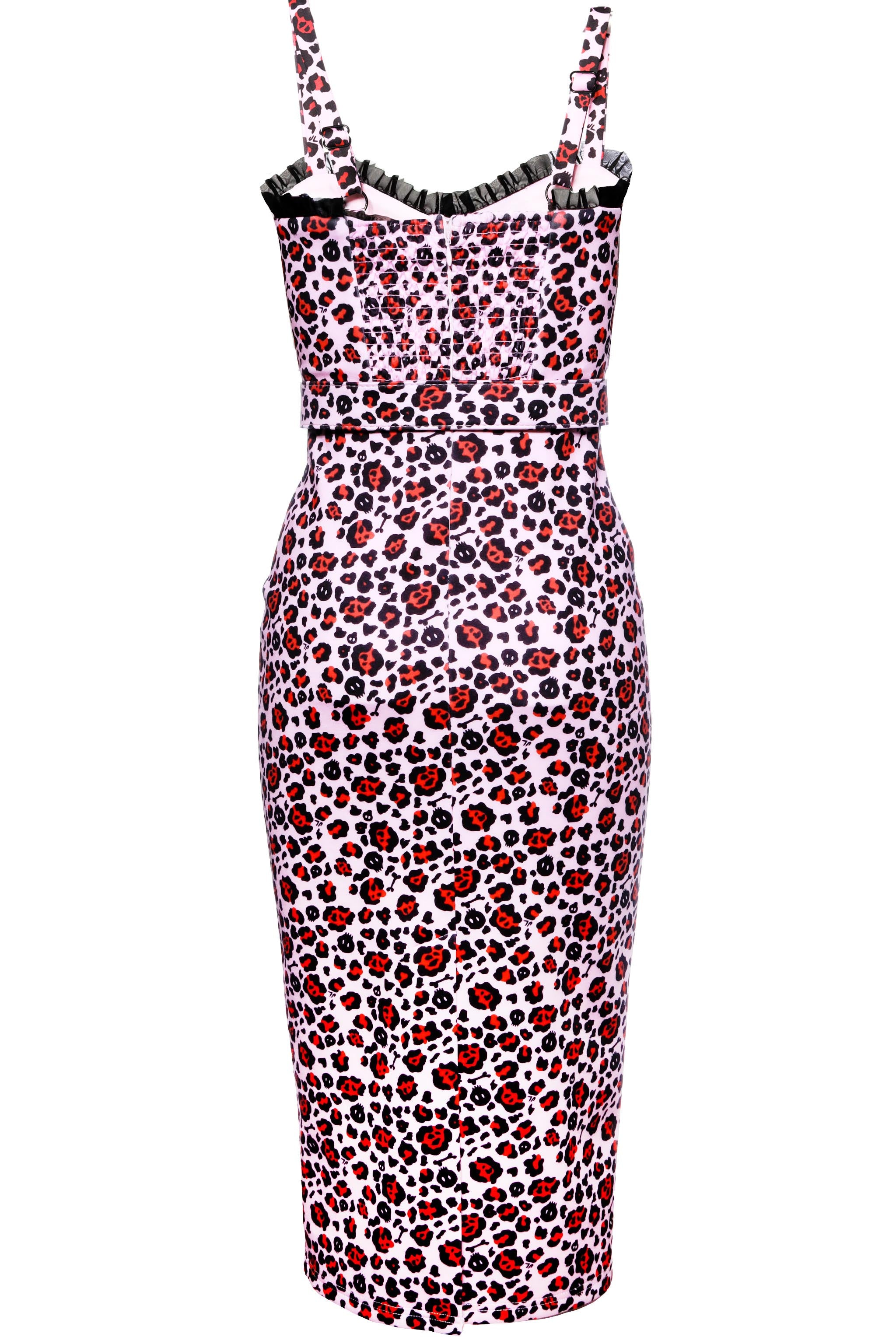 pink and black pencil dress Glam Pencil Pink with Black Polka Dots Dress