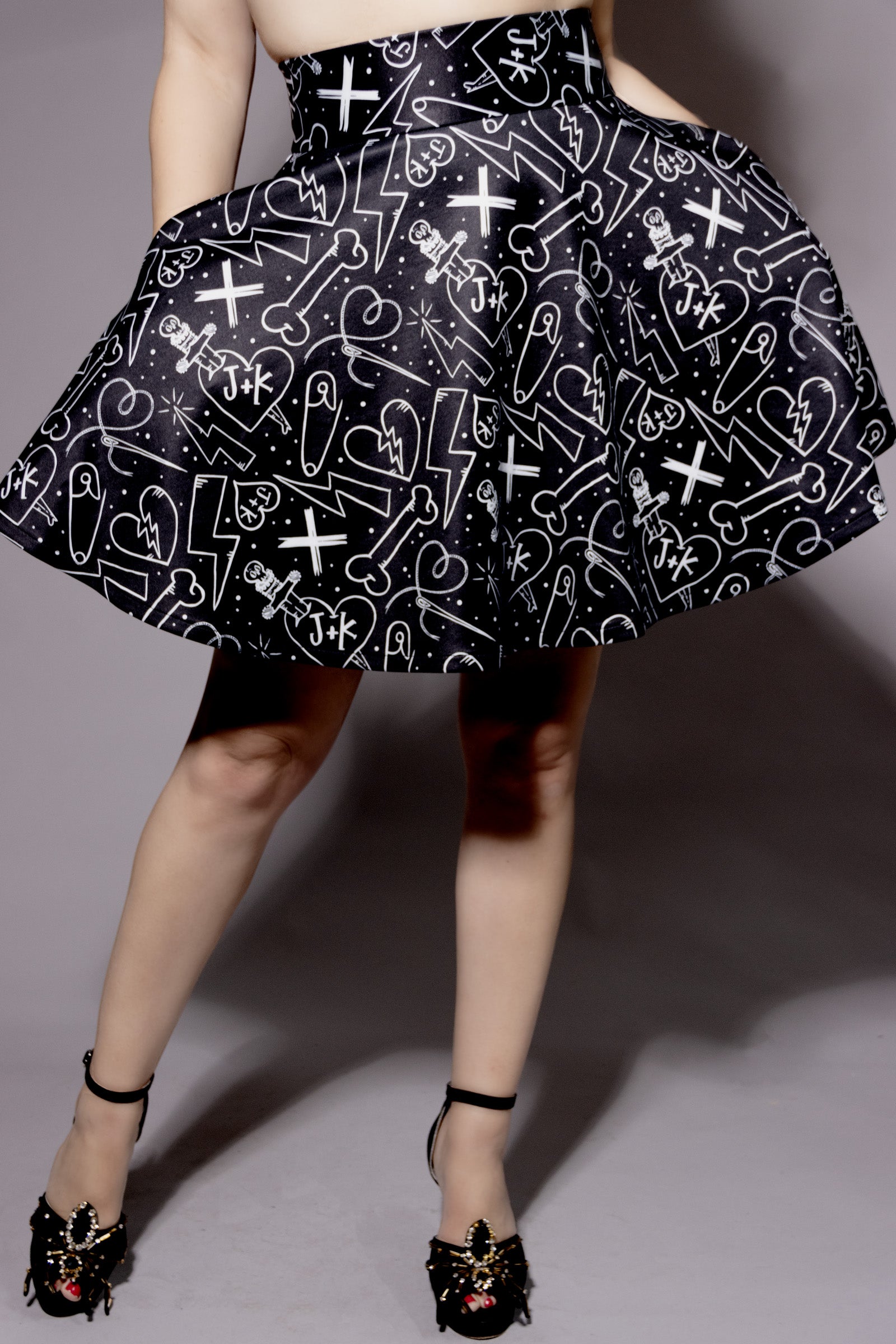 Hearts & Pins Skater Skirt