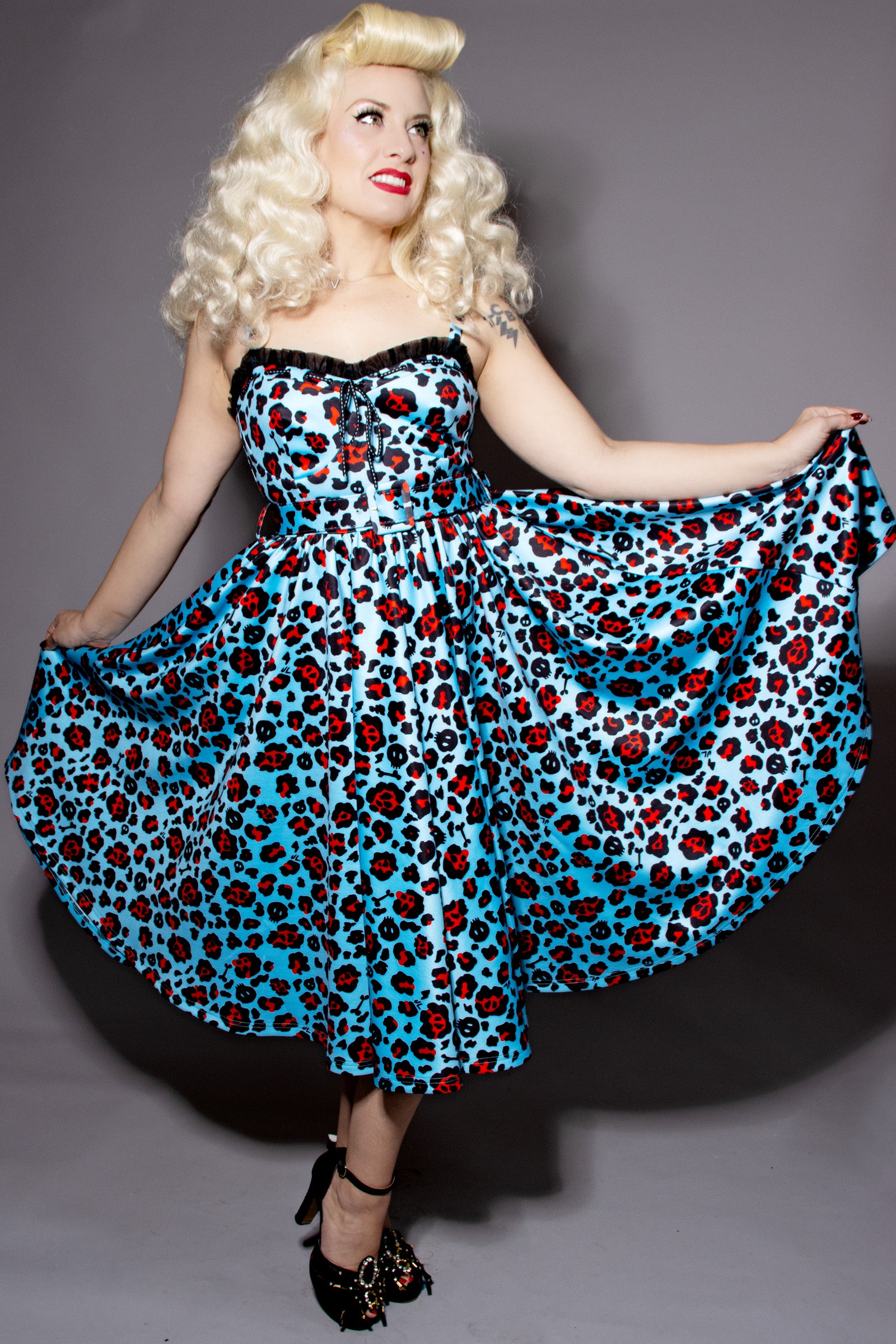 blue leopard print dress Leopard Mesh Midi Dress, Blue Animal – Jolie Moi Retail main image 0