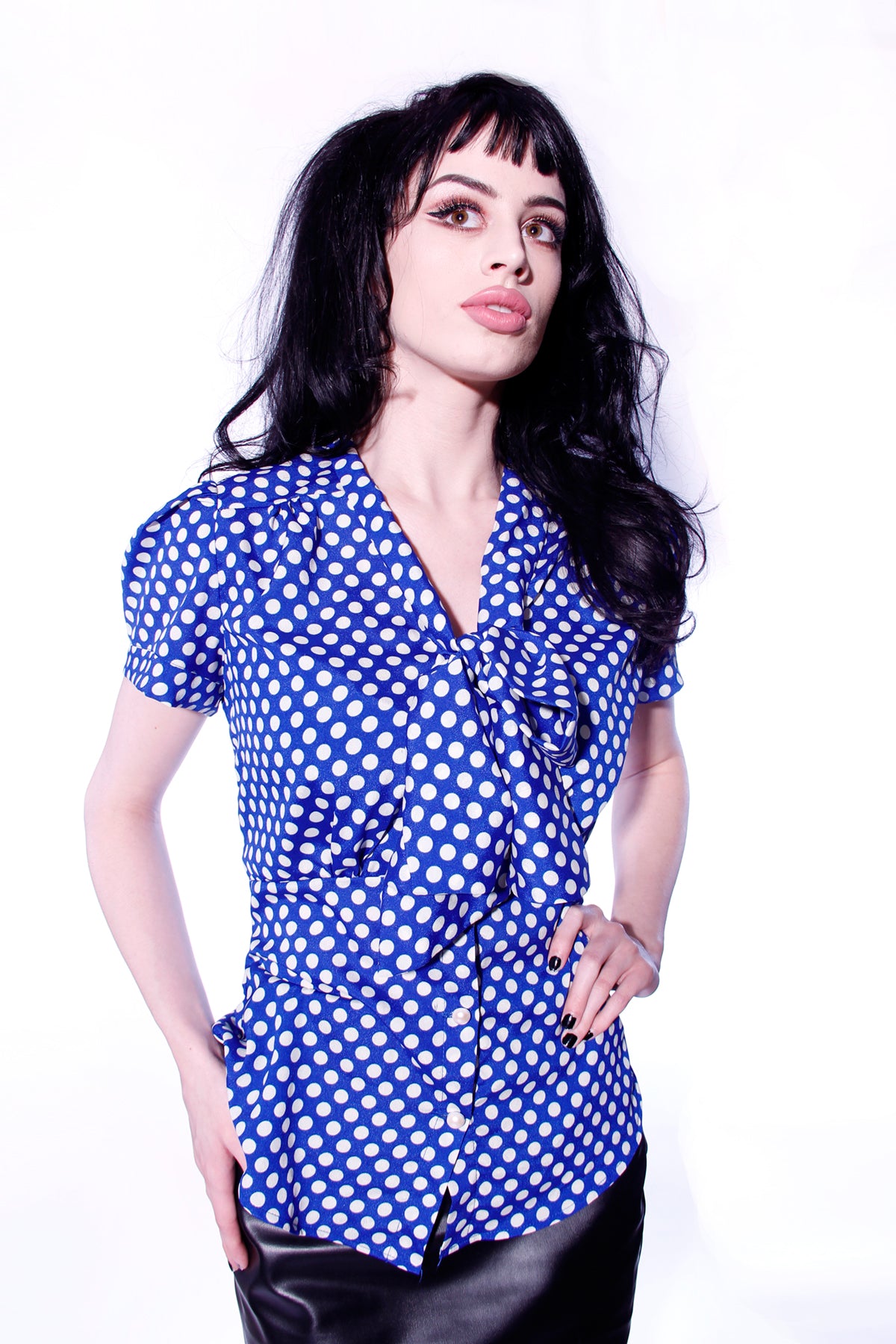 Polka Dot short sleeve Bow blouse by Jessica Louise