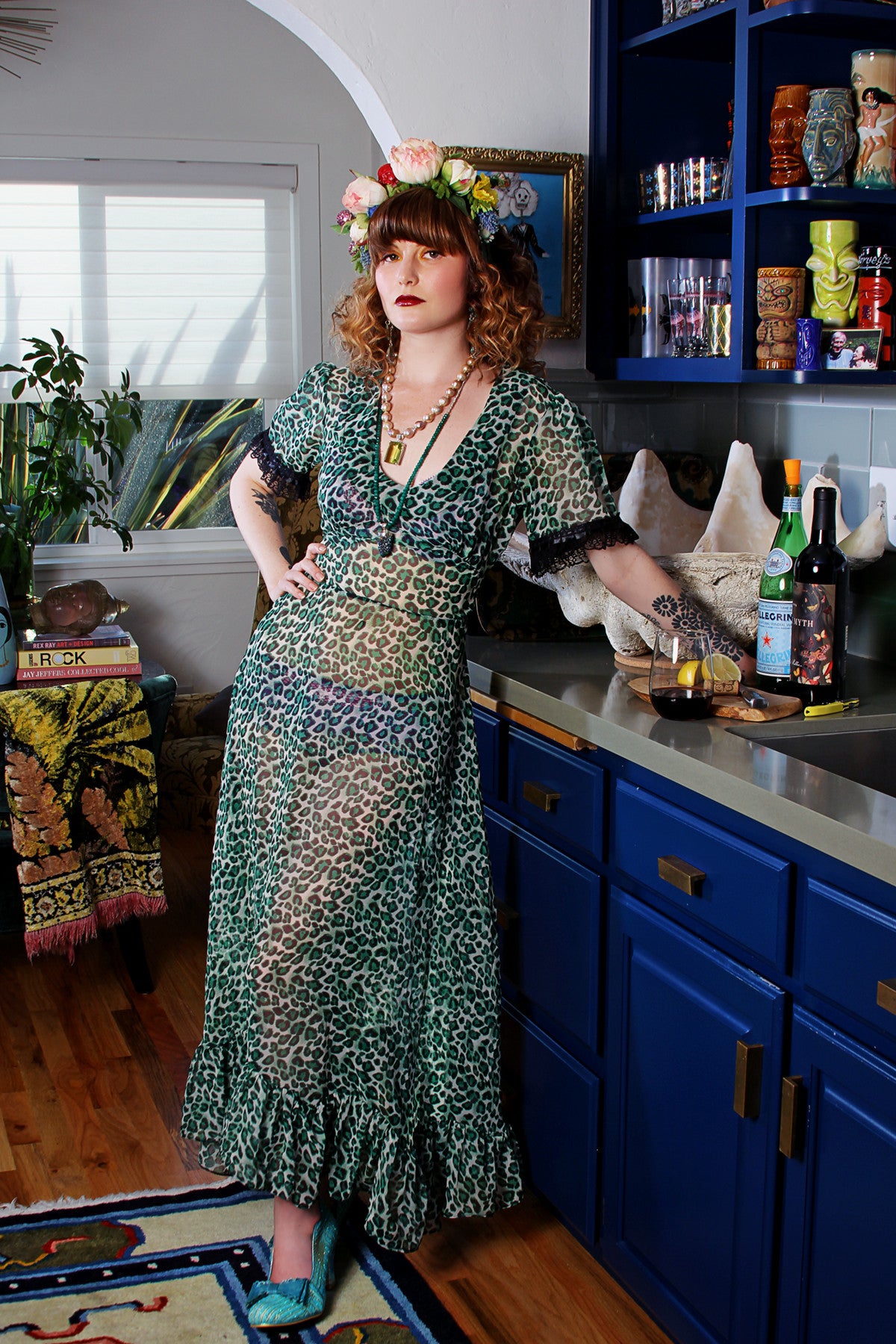 Jessica Louise Vali Maxi Dress In Green Leopard ONE OF A KIND PC