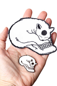 Cat Skull Embroidered Patch & Enamel Pin - shopjessicalouise.com