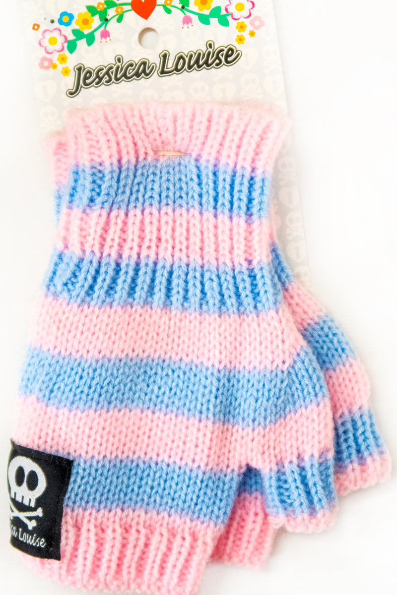 Jessica Louise Hand Knit Striped Fingerless Gloves