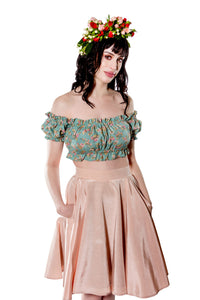 Pale Pink Lucille Above Knee Swing Skirt with Pockets - shopjessicalouise.com