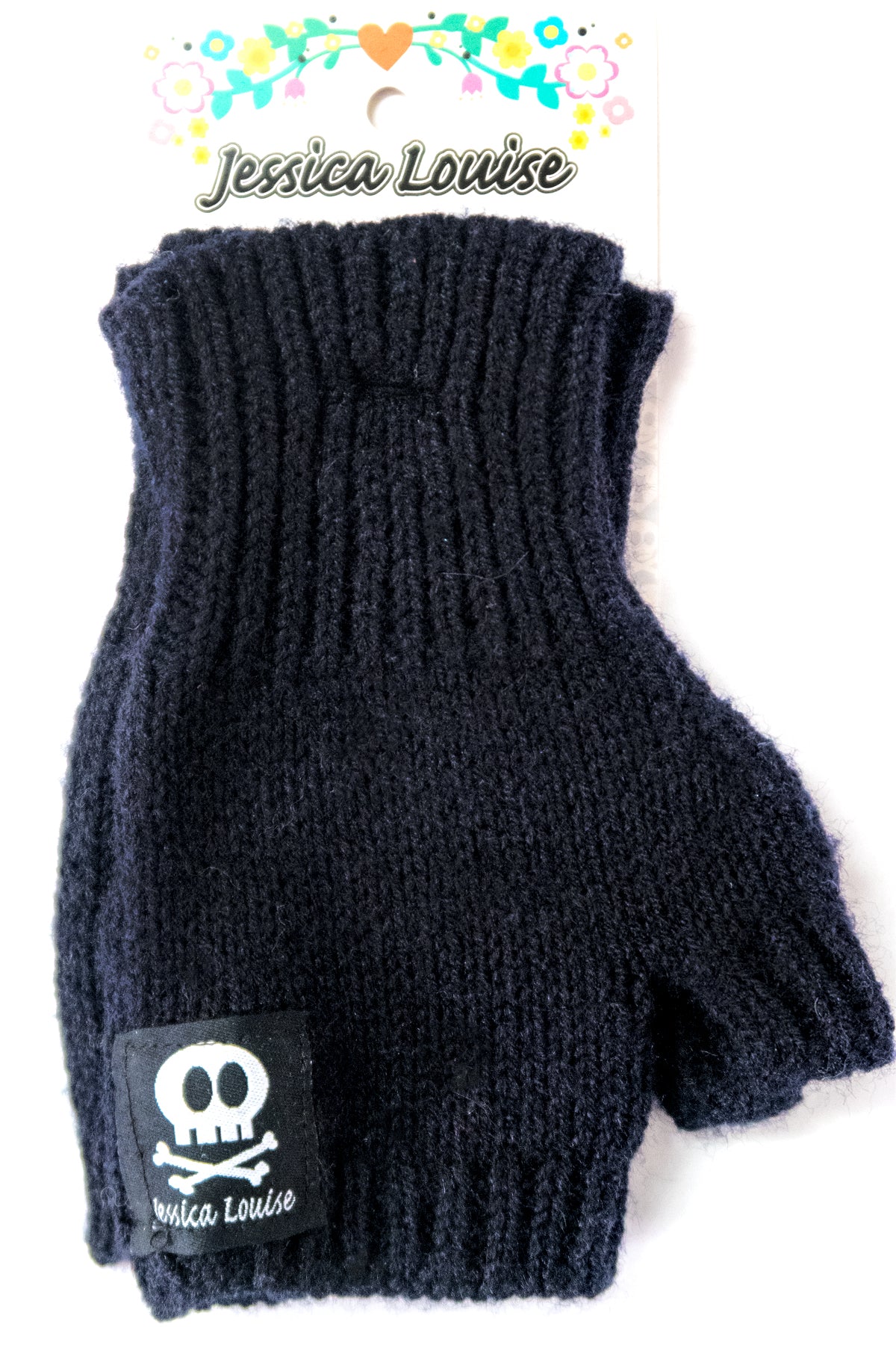 Jessica Louise Hand Knit Striped Fingerless Gloves