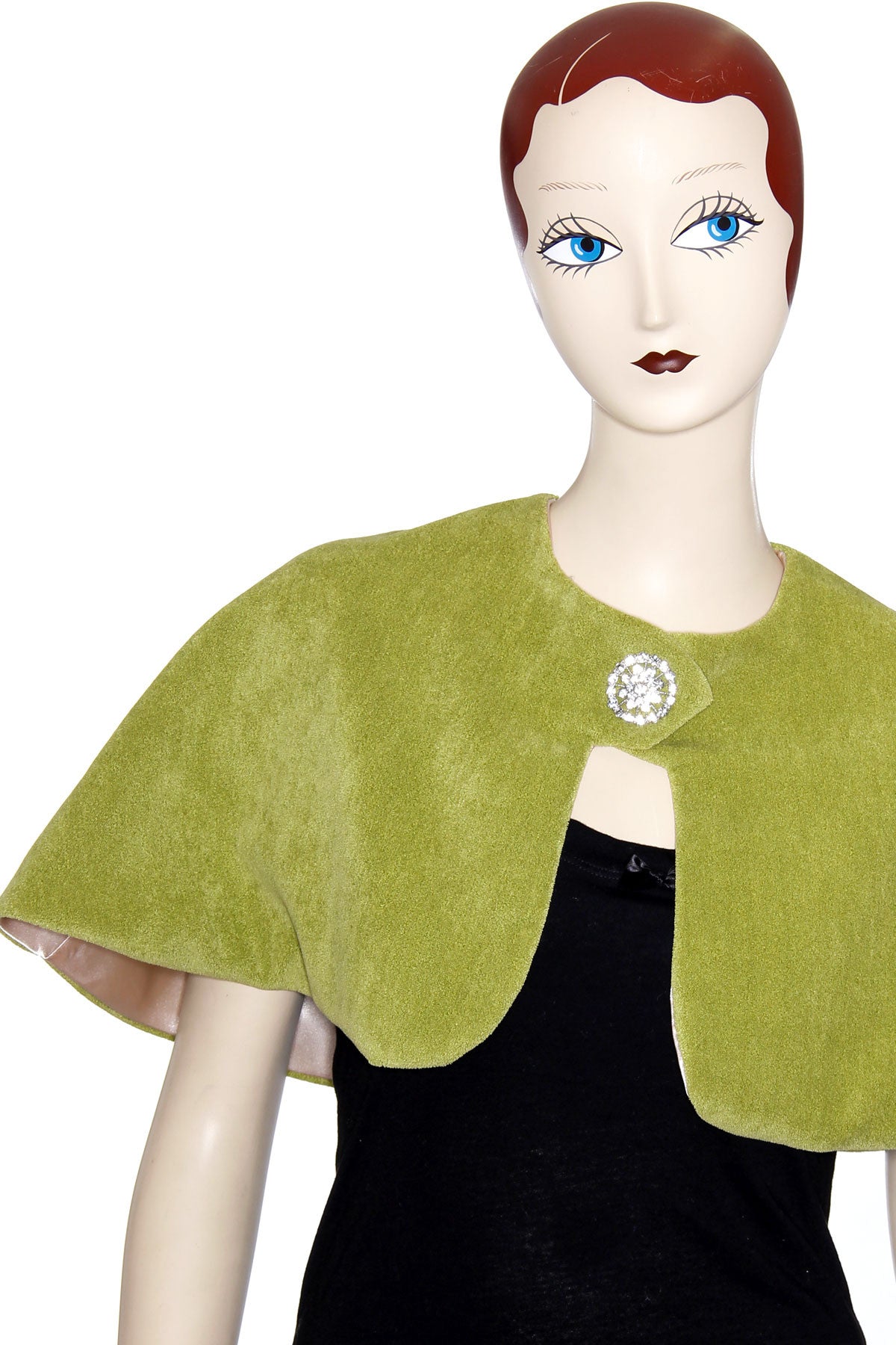 Green Vintage Lady Capelet with Rhinestone Closure - shopjessicalouise.com