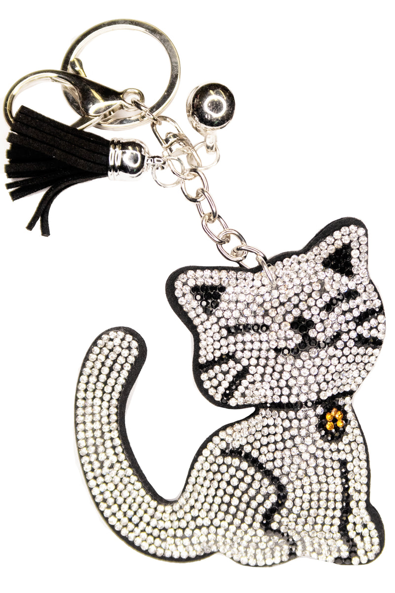 Diamante Cat Keychain