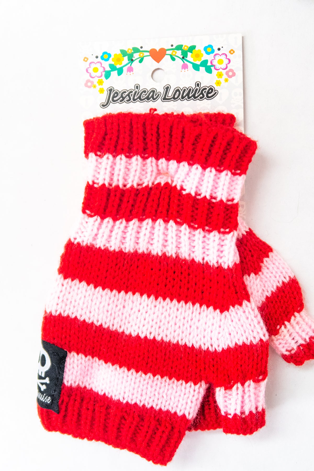 knit striped fingerless gloves