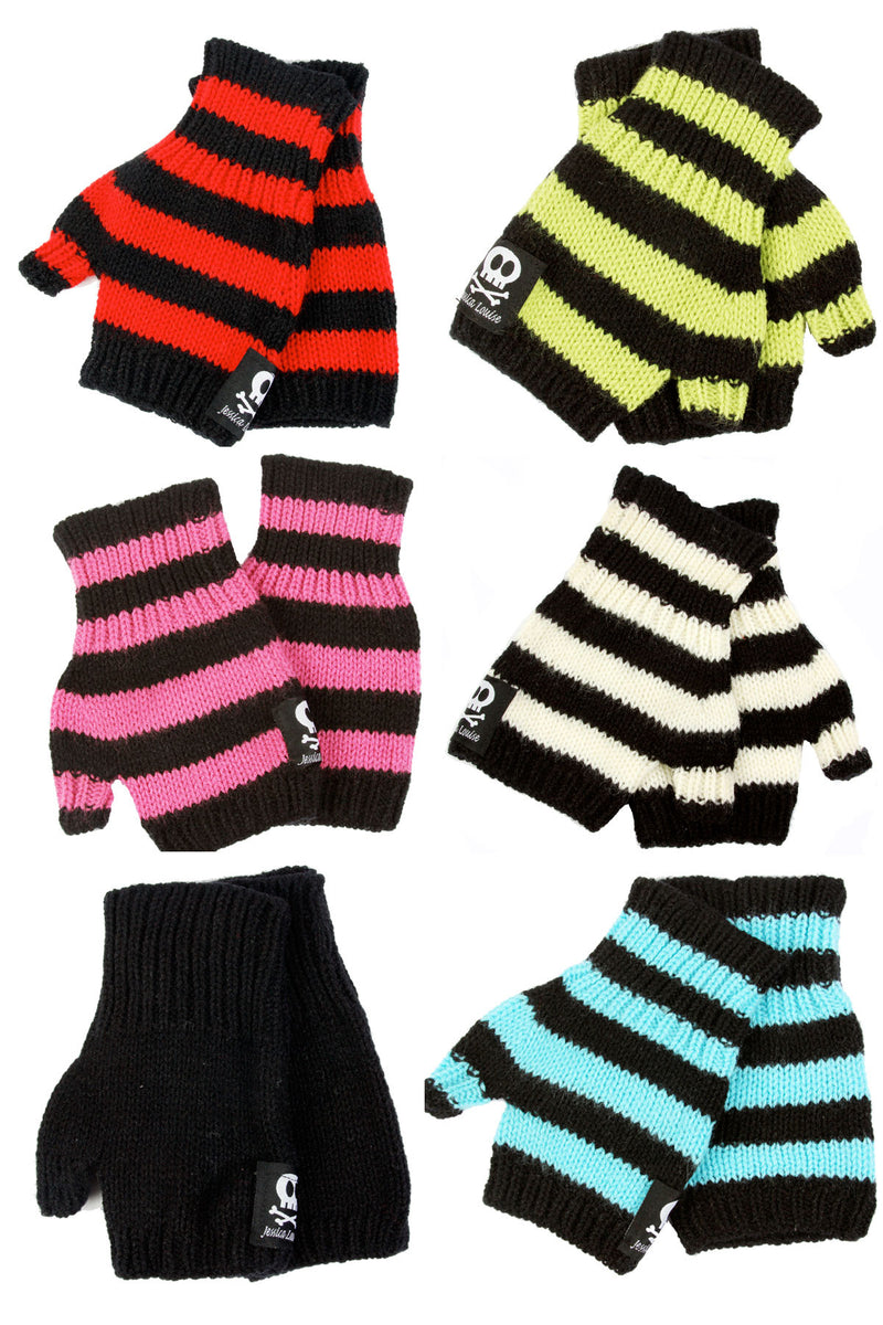 Jessica Louise Hand Knit Striped Fingerless Gloves - shopjessicalouise.com