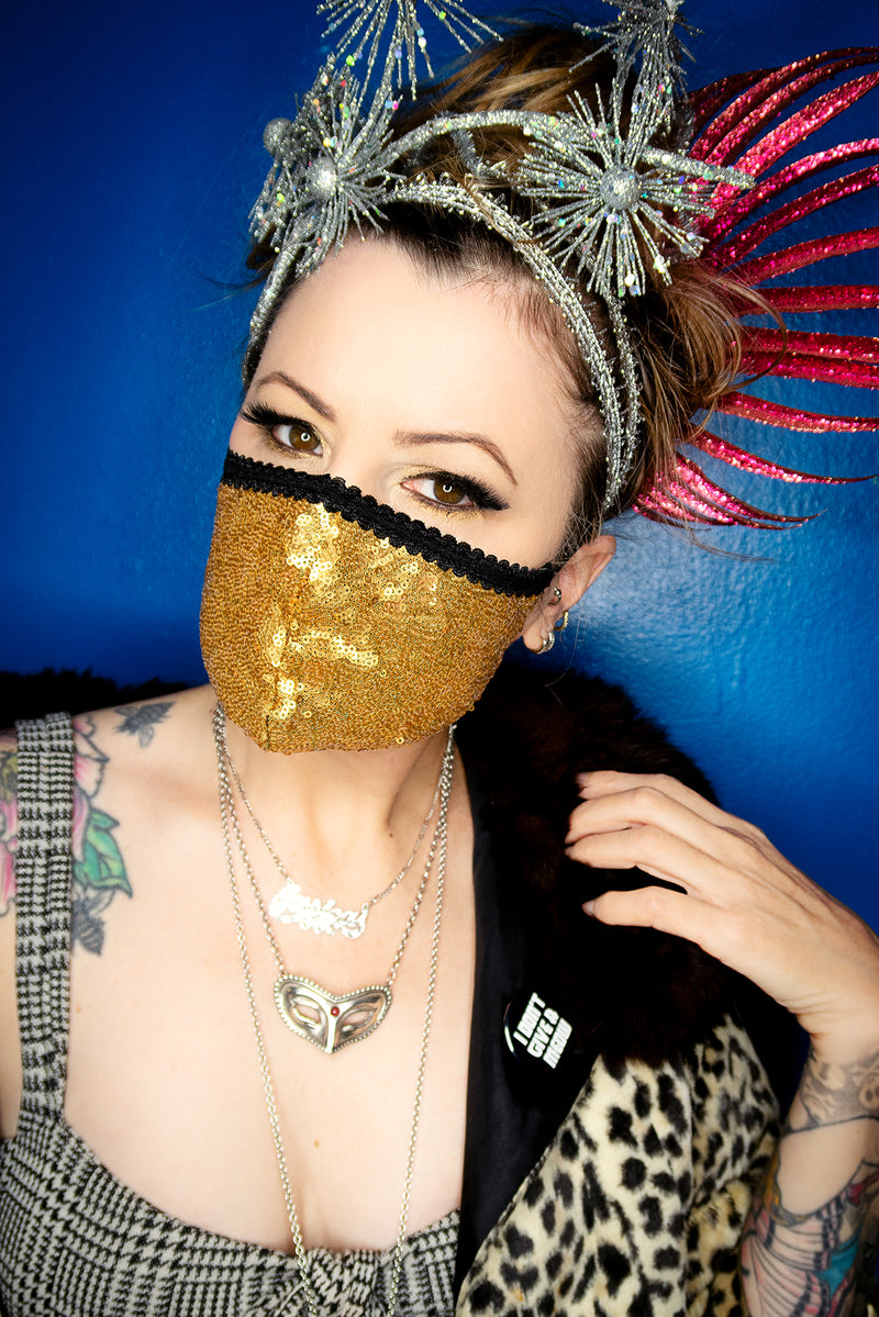 Gold Sequin Face Mask - shopjessicalouise.com