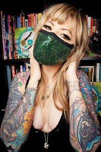 Green Sequin Face Mask - shopjessicalouise.com