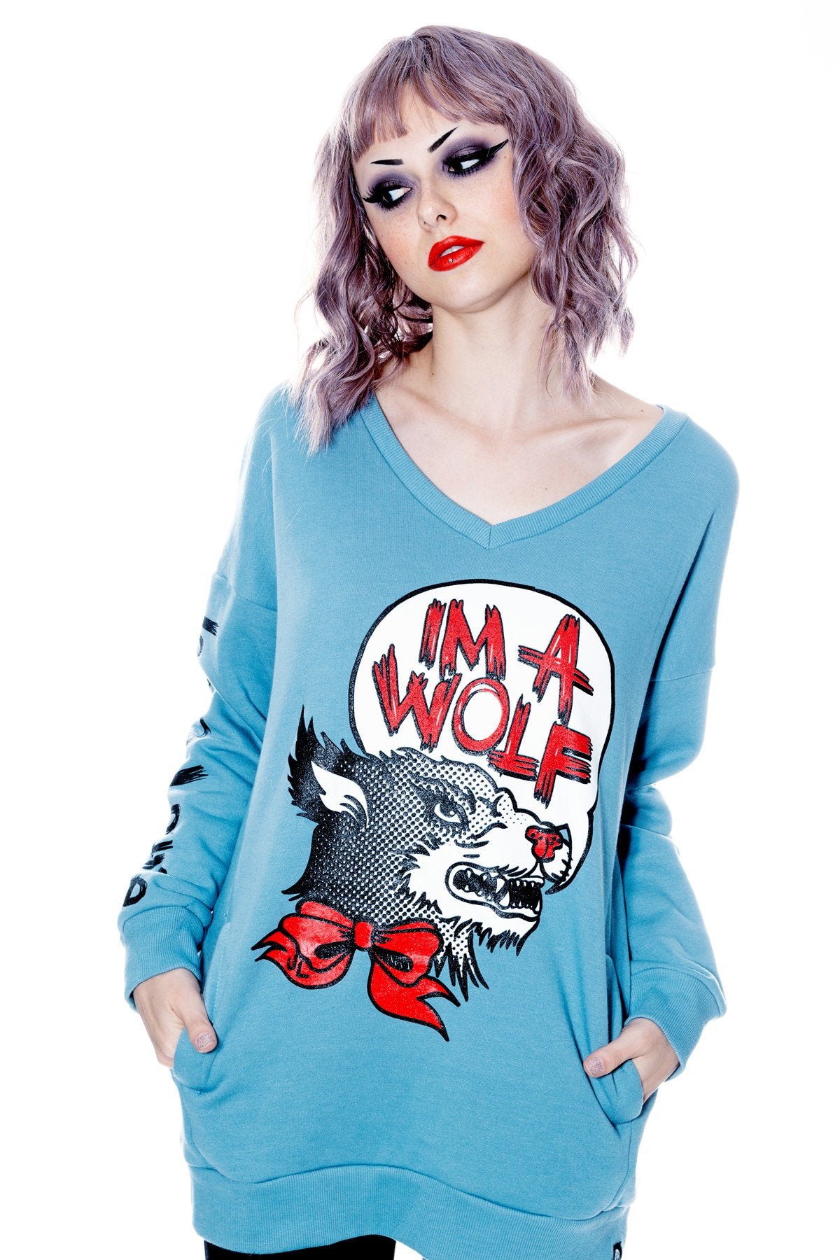IM A WOLF- Pullover Blue - shopjessicalouise.com