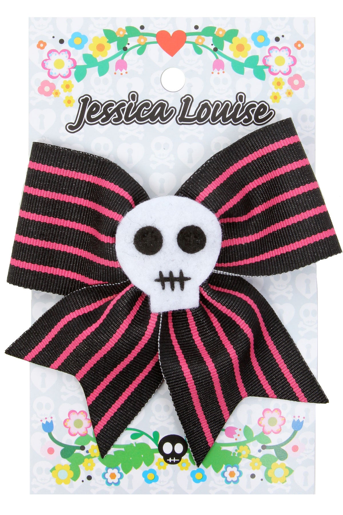 Jessica Louise Striped Skull Bow - shopjessicalouise.com