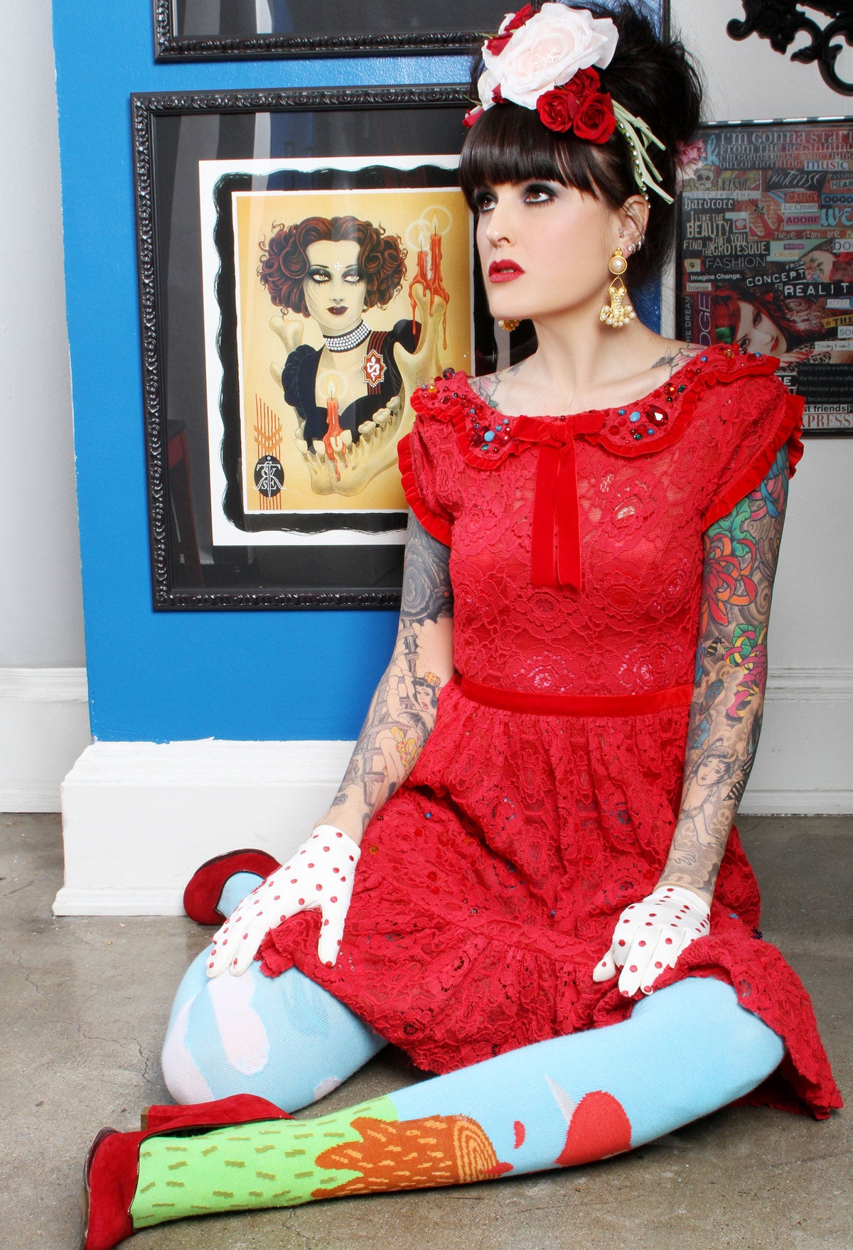 Jessica Louise Lace Overdyed Rose Red Dress Jessica Louise Lace Overdyed Rose Red Dress