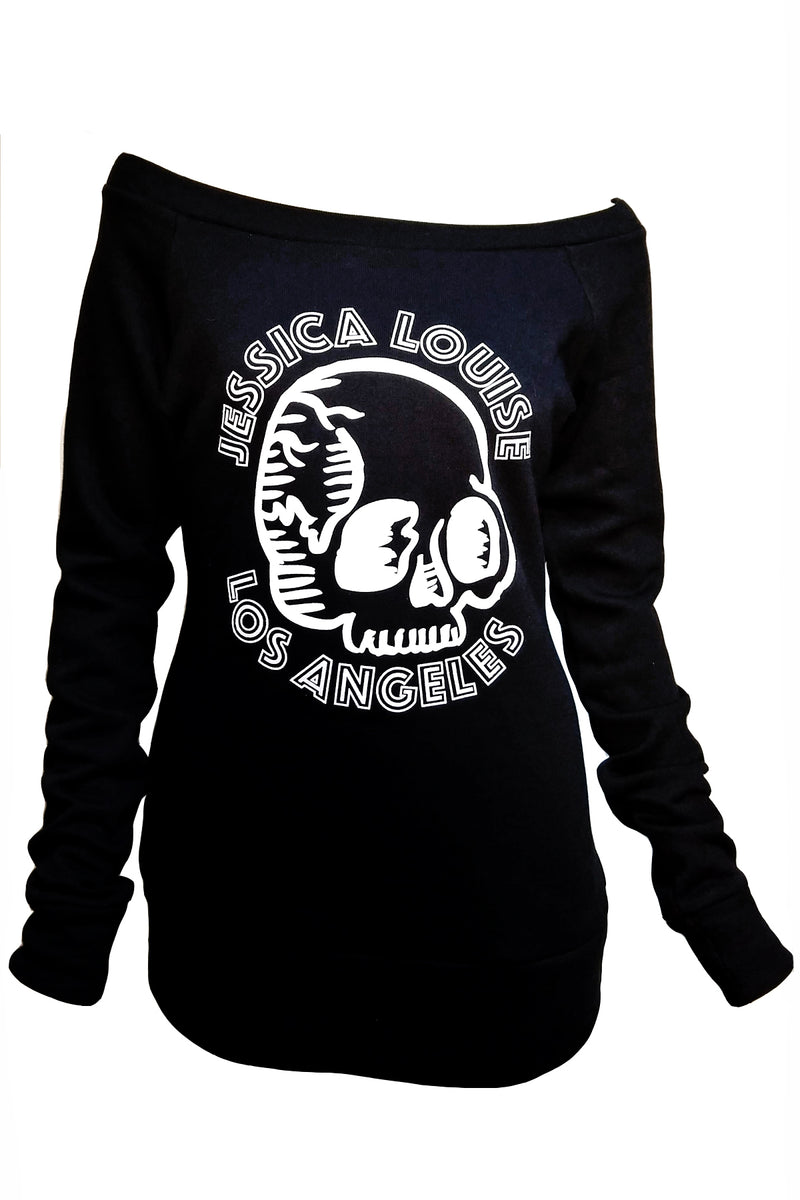 Skull Off Shoulder Pullover Sweatshirt - shopjessicalouise.com