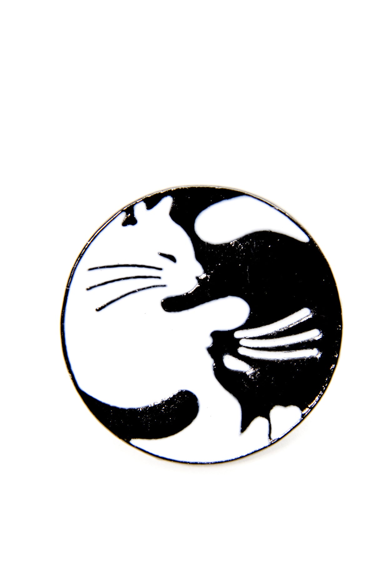 Yin Yang enamel cat pin - shopjessicalouise.com
